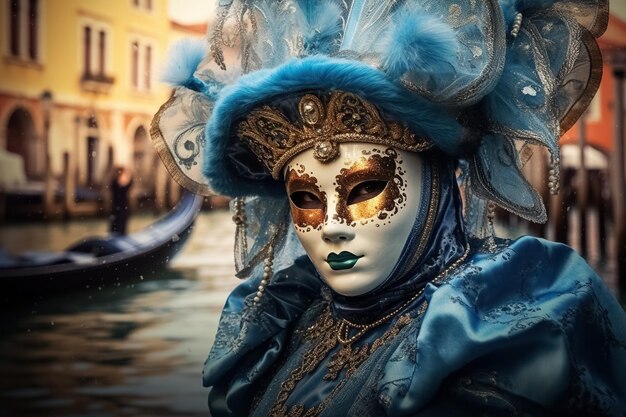 een mysterieuze vrouw in Venetië carnaval masker Generatieve Ai