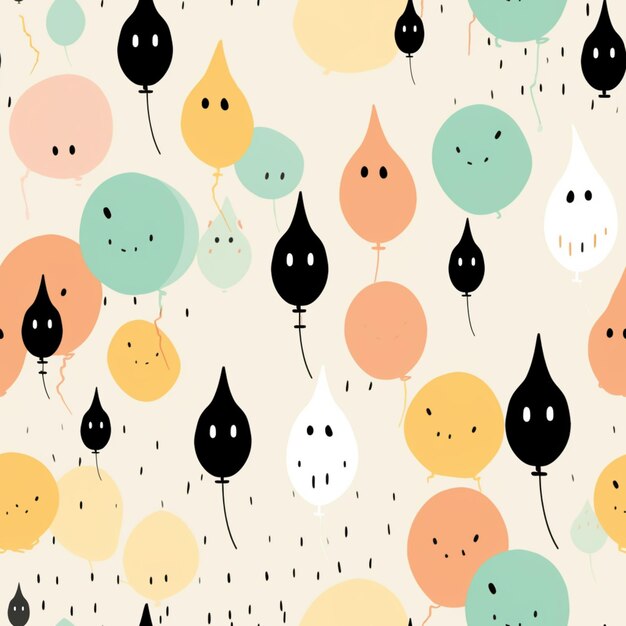 Een naadloos patroon met ballonnen en een smiley.