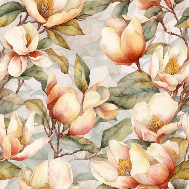 Een naadloos patroon met bloemen van magnolia's.