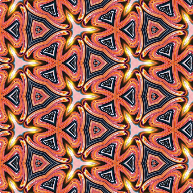 Foto een naadloos patroon met een kleurrijk ontwerp van een caleidoscoop.
