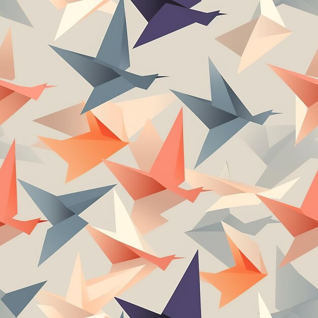 Een naadloos patroon met gestileerde origami-vormen
