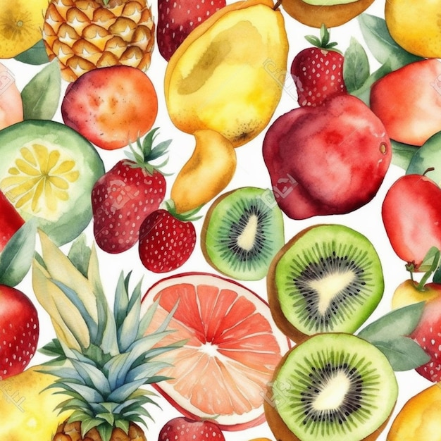 Een naadloos patroon met groenten en fruit.