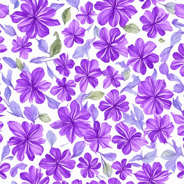 Foto een naadloos patroon met paarse bloemen op een witte achtergrond