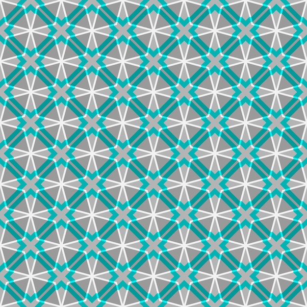Een naadloos patroon met witte en blauwe sterren op een grijze achtergrond.
