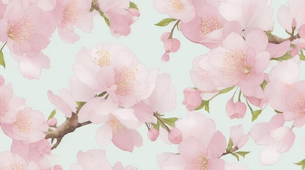 Een naadloze patroonachtergrond met een delicaat patroon van bloeiende kersenbloesems