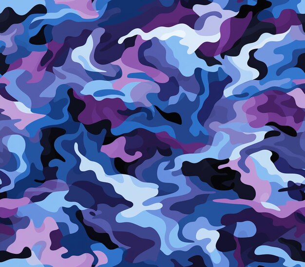 een naadpatroon van paarse en blauwe camouflage camouflagevlies generatief ai