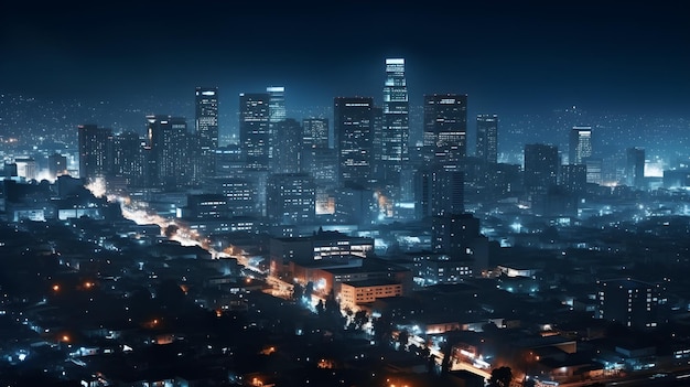 Een nachtzicht op de skyline van Los Angeles