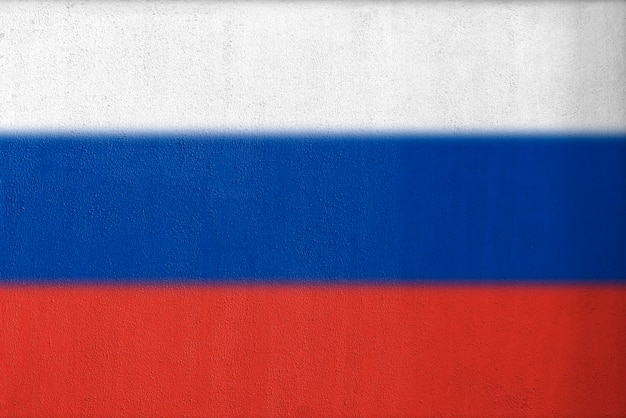 Een nationale vlag van de Russische Federatie op de muur geschilderd