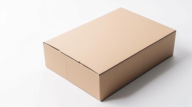 Een nauwkeurig model van een kartonnen doos geïsoleerd op een witte achtergrond