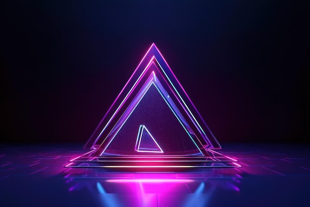 Een neon driehoek met de letter a erop