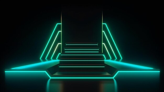 Een neonbord met de tekst 'trappen' erop