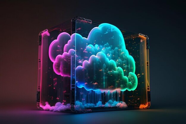 Foto een neondoos met een wolk in het midden