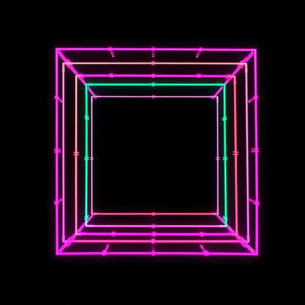 Een neonframe met het woord kubus erop