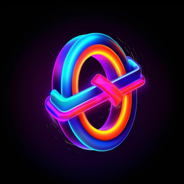 Foto een neonletter o-logo met een paarse achtergrond