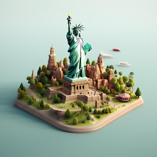 Foto een nieuwe dageraad voor liberty island conceptualisering van een iconische toren voor vrijheid