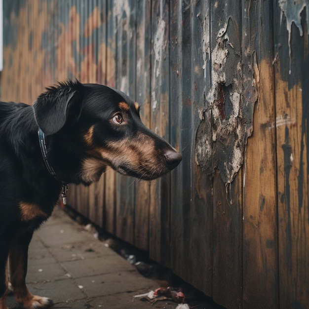 Een nieuwsgierige hond die een mysterieuze geur onderzoekt