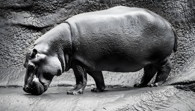 een nijlpaard staat in een dierentuin