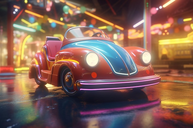 Een nostalgische bumper car ride met kleurrijke voertuigen 00103 00