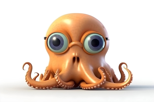 Een octopus met grote ogen en een groot oog.