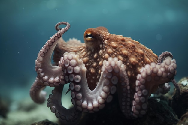 Een octopus wordt in deze illustratie per persoon weergegeven.