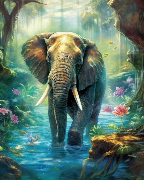 Een olifant in het water.