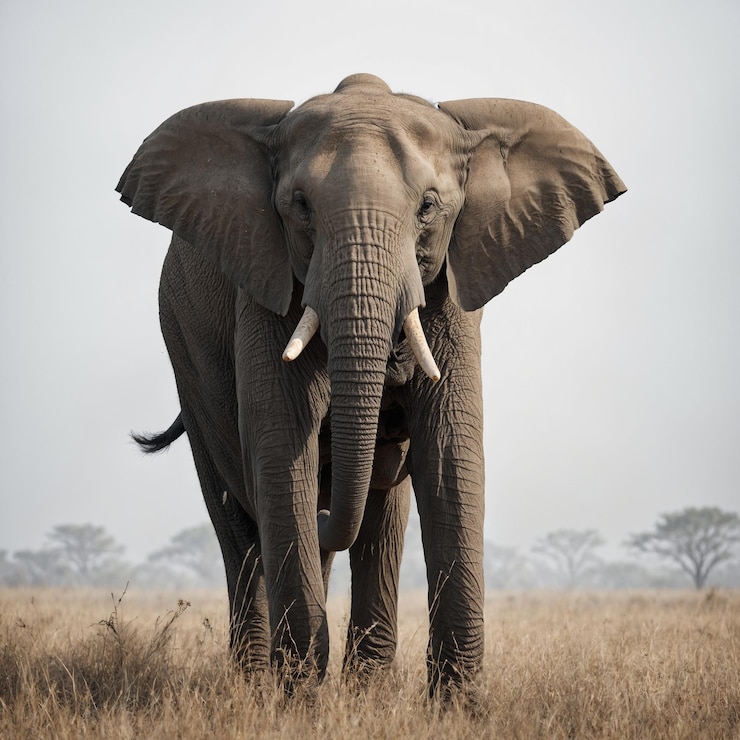 Foto een olifant met slagtanden aan de voorkant en het woord slagtanden op de voorkant