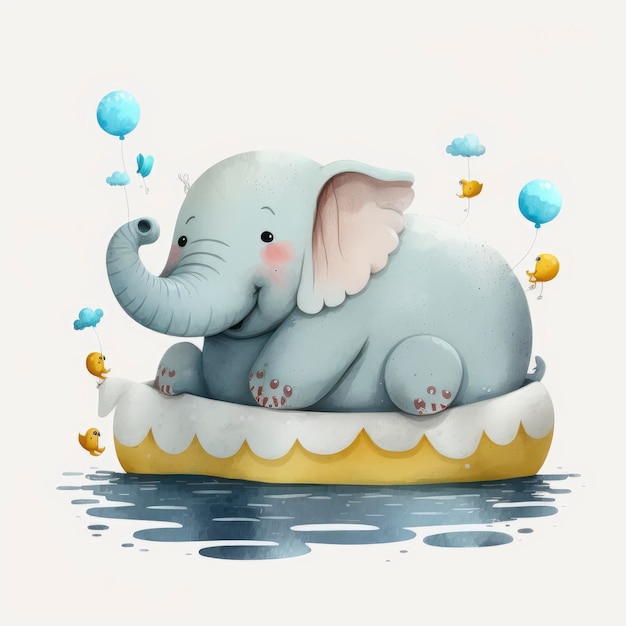 Een olifant op een vlotter in het water