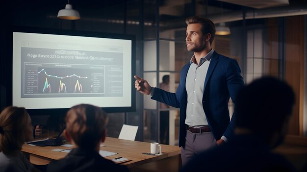 Een ondernemer die een boeiende presentatie geeft