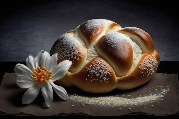 Een onderscheidend brood in de joodse keuken is zelfgemaakte challah met een witte coating. Eieren, witte bloem, water, suiker, zout en gist zijn de hoofdingrediënten, versierd met maanzaad en sesamzaadjes.