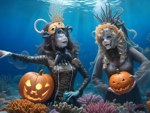 Een onderwater Halloween met kostuums van zeedieren.