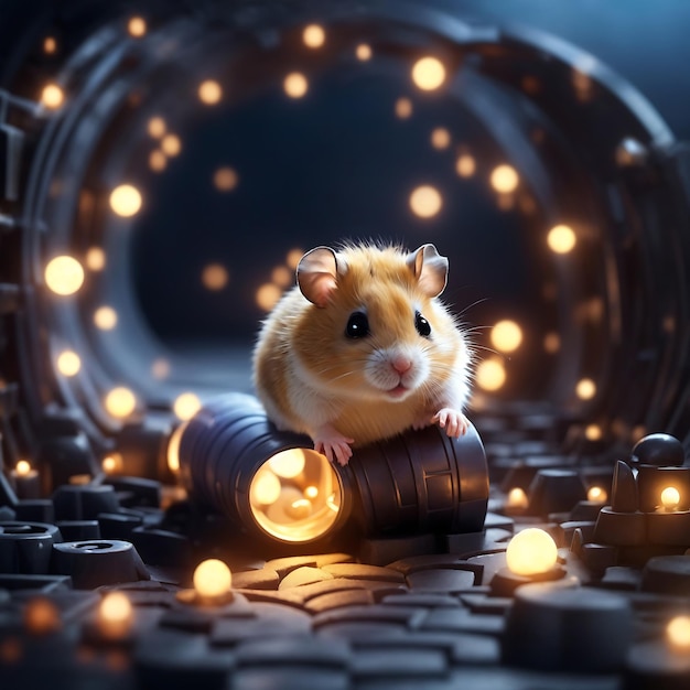 Een ondeugende hamster die zich door een doolhof van tunnels haast Ai Generated