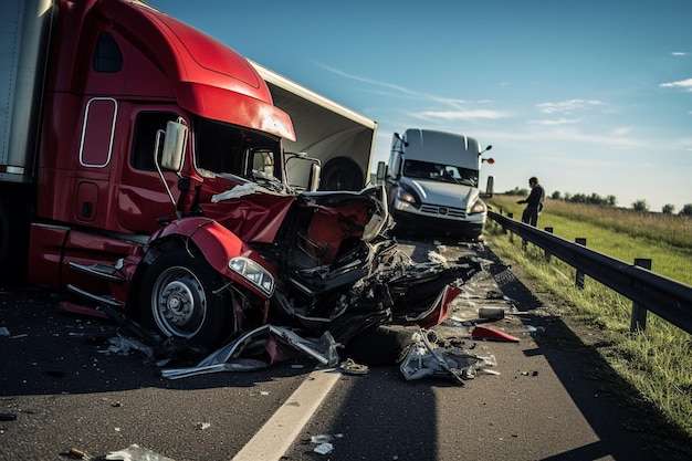 Een ongeluk met een vrachtwagen op de snelweg.