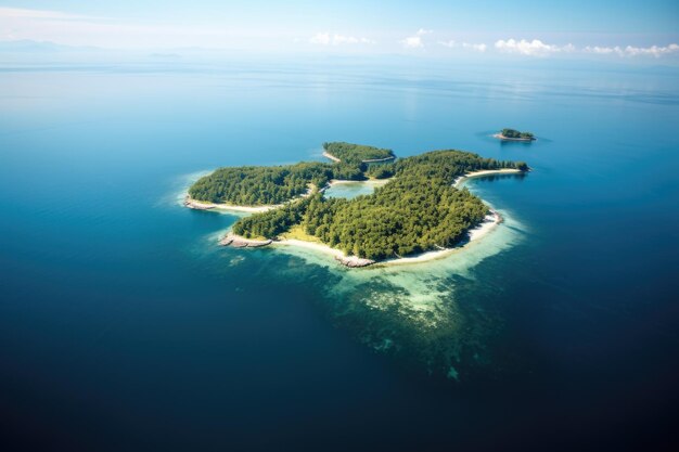 Foto een ongerept eiland gezien vanuit de lucht