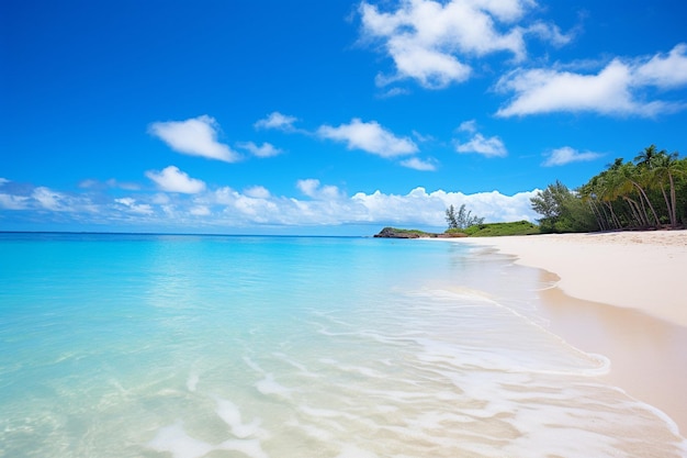 Een ongerept strand met turquoise wateren en wit zand