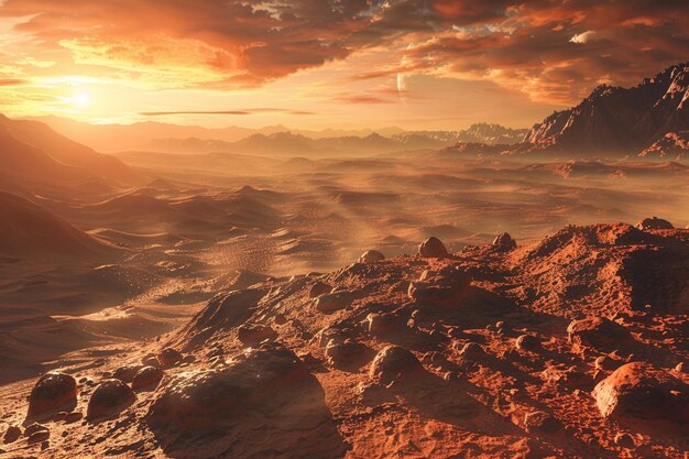Een ontzagwekkend beeld van het landschap van Mars met generatieve AI