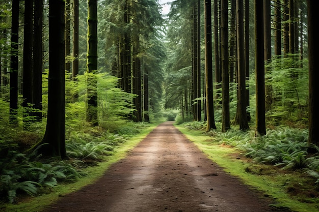 een onverharde weg in het midden van een bos