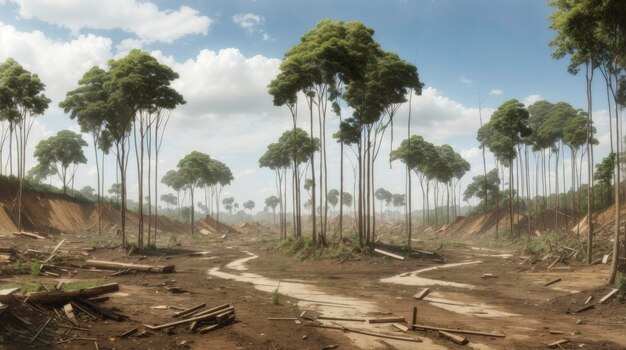 een onverharde weg met bomen en zand aan beide kanten en een onverharde weg in het midden van de weg