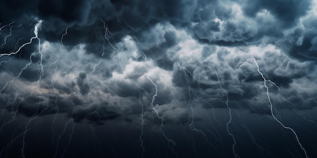 Foto een onweer met een bliksemschicht in de lucht