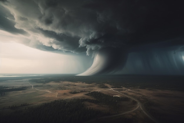 Een onweerswolk boven een veld met een veld op de achtergrond