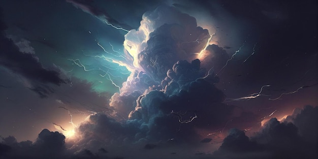 Foto een onweerswolk met een bliksemschicht in het midden