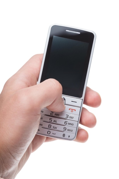 Een op een toetsenbord gebaseerde smartphone vasthouden