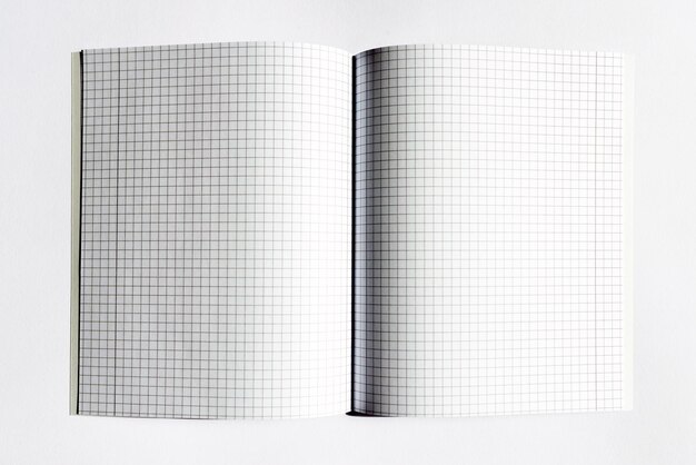 Een open geruite Notebook Grid Paper op witte achtergrond