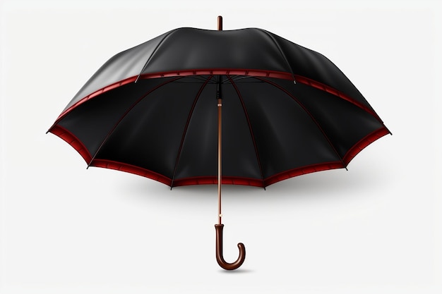 Een open zwarte paraplu 39s omhelzing geïsoleerd op een witte achtergrond Generatieve Ai