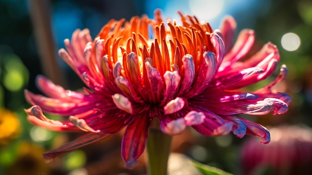 Een opmerkelijk beeld van zonovergoten zomerbloemen die hun delicate structuur en het samenspel van licht laten zien