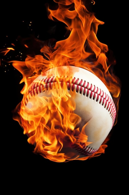 Foto een opvallend beeld van een brandende honkbal