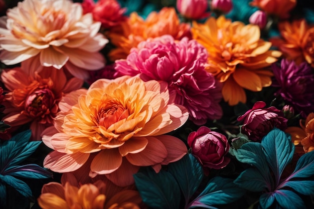 Een opvallende abstracte bloemen achtergrond met een mix van gedurfde en subtiele kleuren