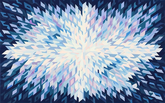 Een opwindende explosie van levendige kleuren dansen in een mozaïek van witte en blauwe vierkanten