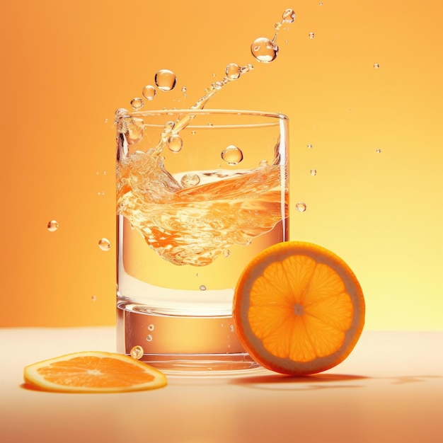 Een oranje bruistablet borrelend in een glas water