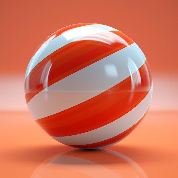 een oranje en wit gestreepte bal op een oranje ondergrond