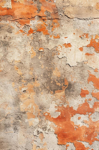een oranje en witte muur met schilferende verf